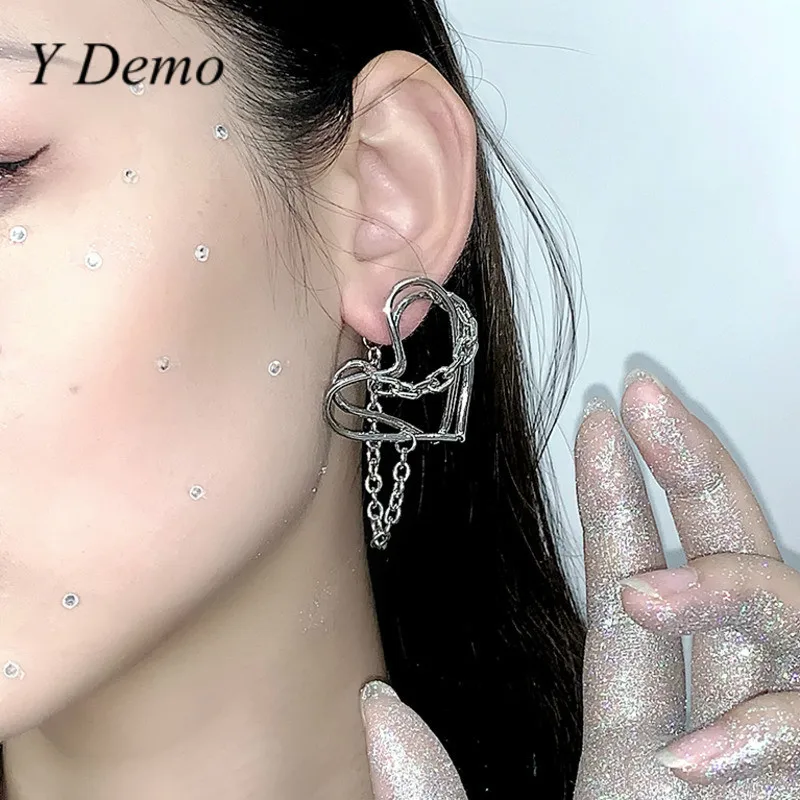 Y Demo 1 пара Harajuku панк серьги в форме сердца женские повседневные милые открытые на