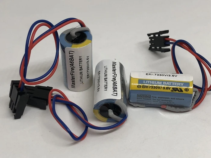 

10pcs/lot MasterFire Original A6BAT ER17330V 3.6V 2000mah Industrial Li-ion Battery PLC Batteries with Plug For Mitsubishi Servo