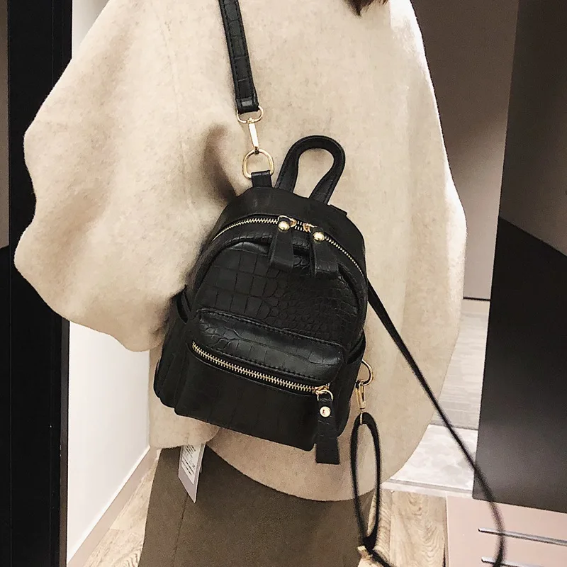 

2019 New Style Korean-style Retro Fashion Crocodile Pattern Backpack Women's Casual School Bag Versatile Women's Pu Backpack Fas