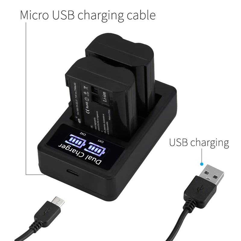 Mamen 2 шт. EN-EL15 EN EL15 ENEL15 EL15A батарея для цифровой камеры+ ЖК-дисплей USB двойное зарядное устройство для Nikon D810 D7000 D750 V1 D610 D600E D8