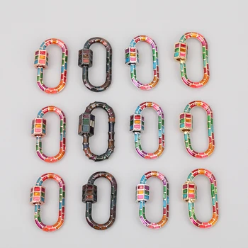 

5pcs/Lot 13x26mm Rainbow Enamel Oval Shape Screw Clasps,Enamel Lock Carabiner,Connector Clasps Charms Jewelry Making YLDZ-26ABAB