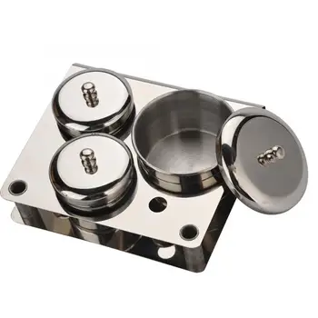 

3pcs Stainless Steel Nail Art Mini Powder & Liquid Set Cans Storage Box Compact Manicure Tool Disinfection Sterilizer Box