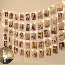 LED Photo String Lights USB Battery Powered Fairy Twinkle Lights with Clips for Hanging Pictures  Bedroom Wall Wedding Decor