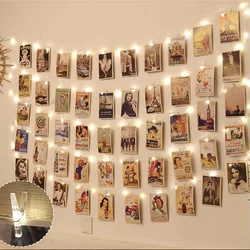 LED Photo String Lights USB Battery Powered Fairy Twinkle Lights with Clips for Hanging Pictures  Bedroom Wall Wedding Decor