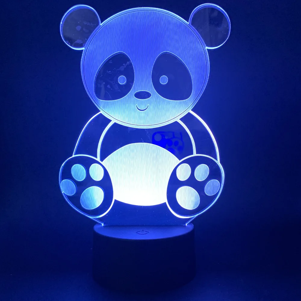 Ночник Led Panda 3D Визуальный свет Effece для детей подарок ночные светильники прикроватные светодиодные ночники 7 цветов меняющие ночные огни