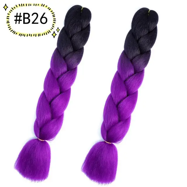 Jumbo Braiding Hair Extensions Kanekalon Braiding Hair 24 Inch Ombre Multiple Tone Colored Synthetic Hair for Women B26