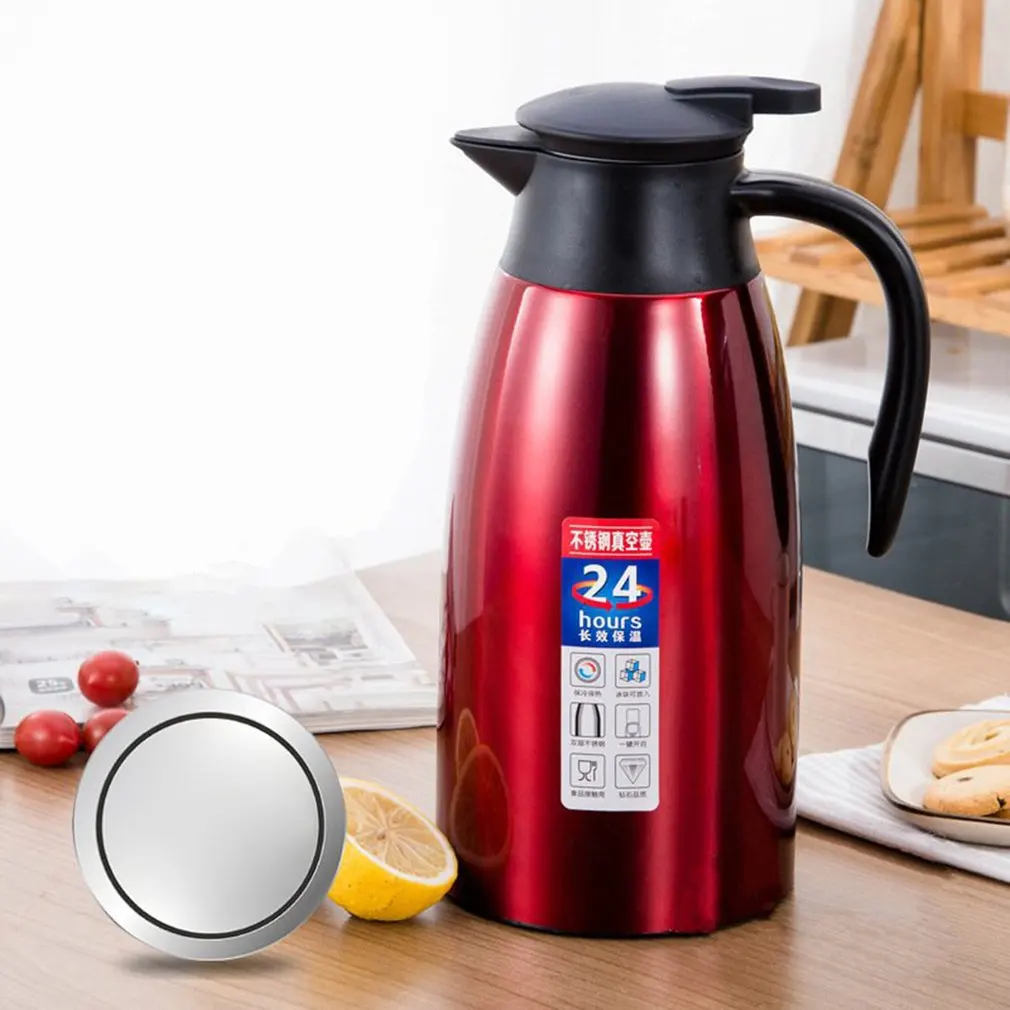 2L 304 Stainless Steel Coffee Pot Vacuum Double Insulation Pot European Style Home Hotel Kettle 20-Hour Heat Preservation
