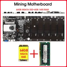 Carte mère de minage sans élévation, 8 GPU, micro, Etherum, avec 64 go de SSD MSATA DDR3, 4 go de RAM, 1600MHZ