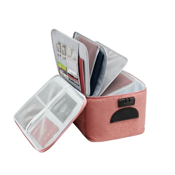 

Large Capacity Document Storage Bag Box Waterproof Document Bag Organizer Papers Storage Pouch Travel File Bag-Pink