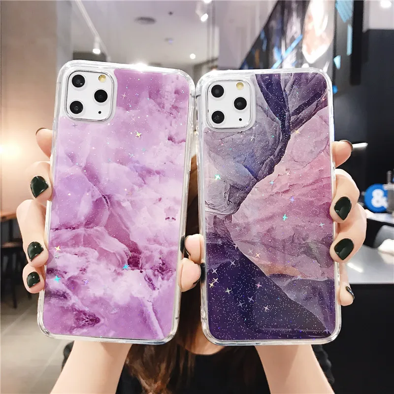 

Glitter Marble Phone Case For iPhone 11 Pro Max 7 8 6 6s Plus Soft Bling Star Cases For iPhone XR X Xs Max Luxury Back Covers