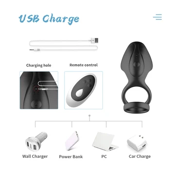 Wireless Remote Penis Vibrating Cock Ring Dual Delay Ejaculation Rings Chastity Vibrator for Men Male Prostate Massage Sex Toys 6