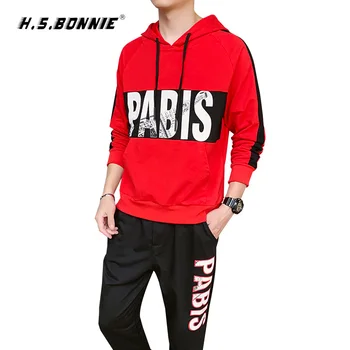 

Tracksuit Men Set Autumn Men Sportswear Sets Sporting Suit 2Pcs Set Casual Sweatshirts Fashion HipHop Campus Hoodie Set