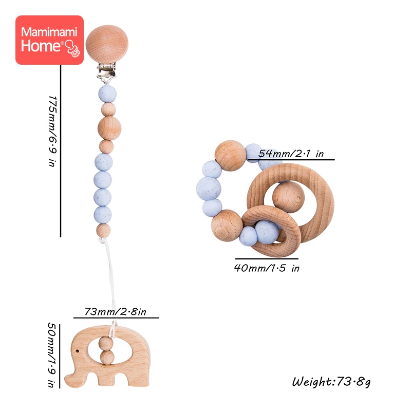 Mamihome детский деревянный прорезыватель, Детское Зубное кольцо, зажим, цепочка, кулон, браслеты для кормления, деревянный держатель для грызунов, силиконовые бусины, детские товары