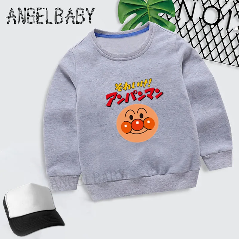 Детские толстовки с капюшоном с принтом «Anpanman»; свитер для мальчиков и девочек; детские осенние Топы; хлопковая одежда для малышей; KYT5254