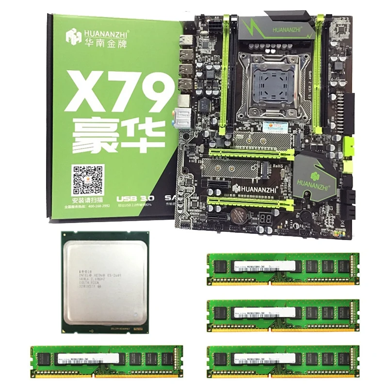 Материнская плата HUANANZHI X79 LGA2011 ATX Combos E5 2689 cpu 4 шт. X 8 ГБ = 32 ГБ DDR3 ram 1600 МГц PC3 12800R PCI-E NVME M.2 SSD