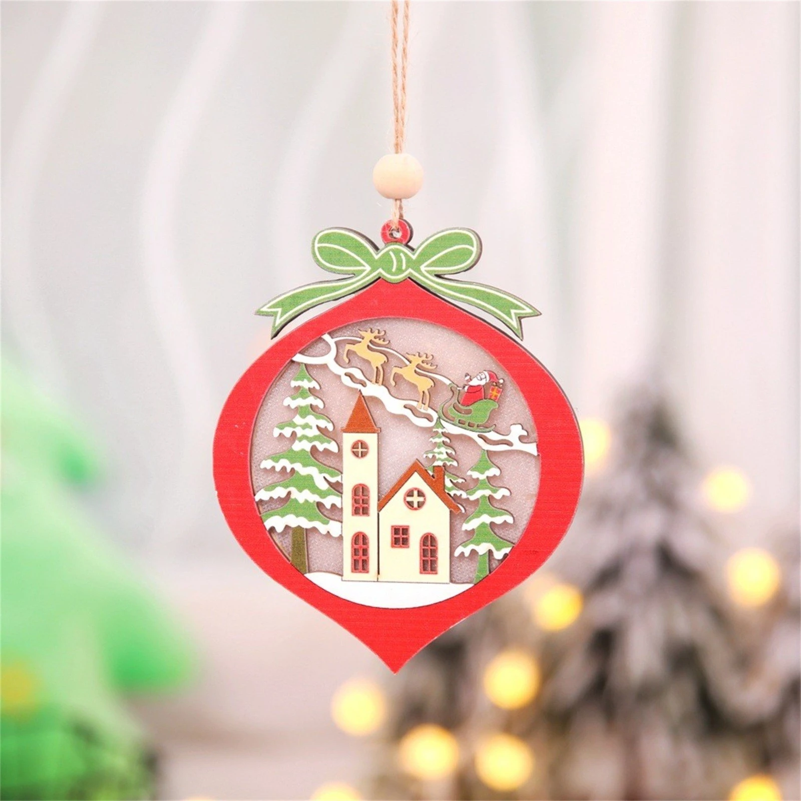 Christmas Ornaments 2022 Homemade New Year 2022 Christmas Decorations For Christmas Ornaments Hollow Wooden  Pendant Creative Lighted Trolley Small Tree Hanging|Pendant & Drop Ornaments|  - Aliexpress