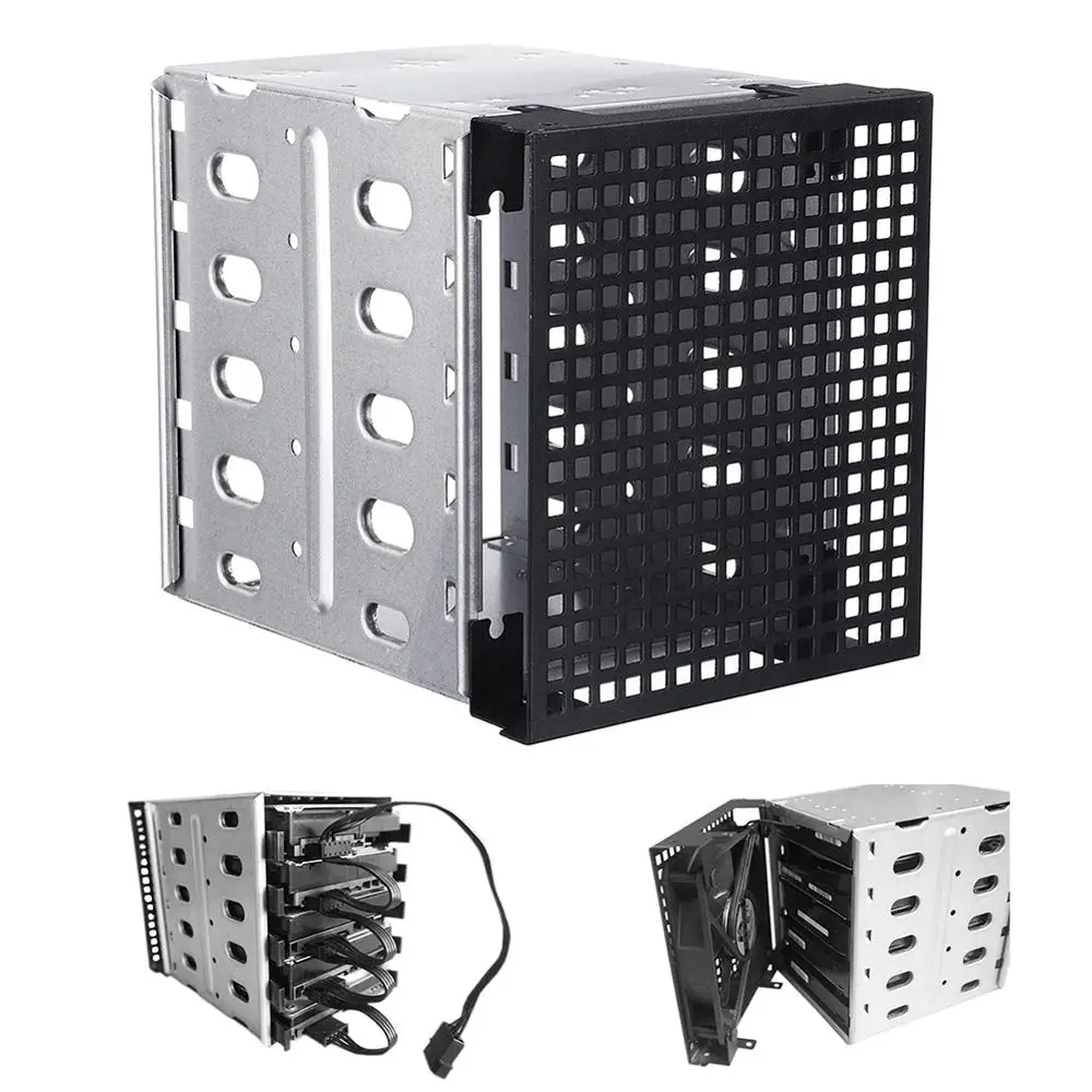 5,2" до 5x3,5" SATA SAS HDD Cage Rack жесткий диск лоток disco duro externo hdd 3,5 Caddy адаптер конвертер с вентилятором пространства серебристый