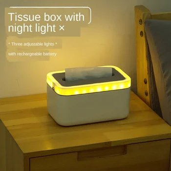 

USB Rechargeable Creative LED Tissue Box Night Light Dimmable Touch Sensor Child Bedroom Table Lamp Kids Baby Bedside Night Lamp