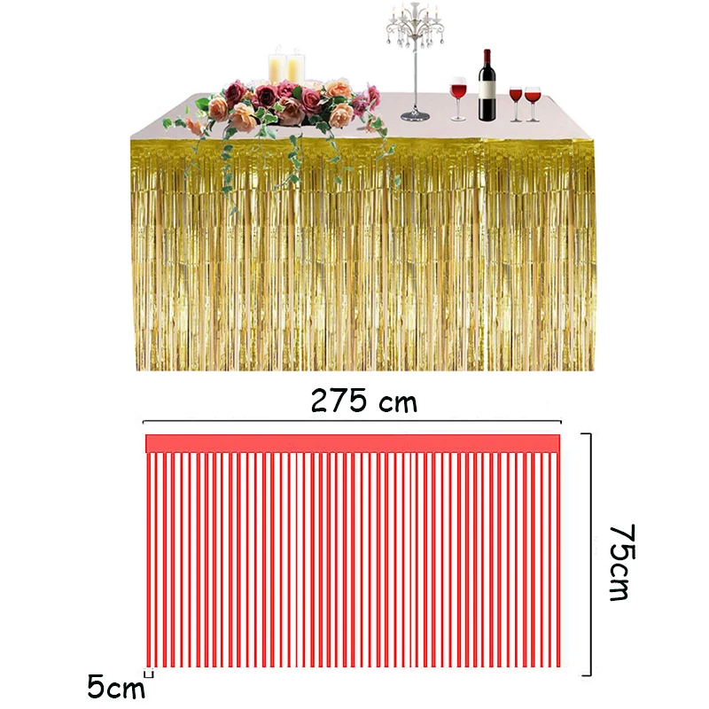Table Skirt Wedding Decoration Table Birthday Party Decor 275*75cm Skirt Birthday Decoration Tablecloths For Party table skirt