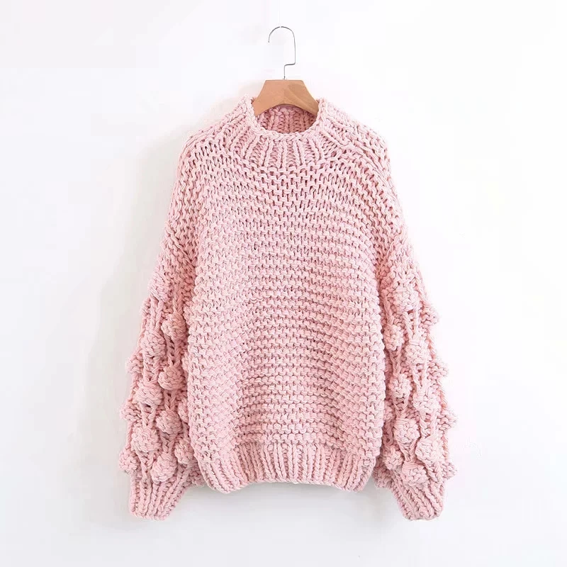 Pink Женская одежда зима мода харадзюку Свободный теплый кардиган женский ручной работы вязаный свитер женский длинный рукав зимнее пальто - Цвет: Pink