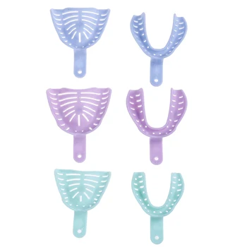 

6Pcs/Pack Colorful Dental Impression Trays Plastic Materials Teeth Holder Dental Central Supply For Oral Tools