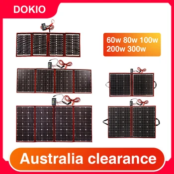 

Dokio warehouse clearance 60W/100W/200W/300W 18V Flexible Foldable Solar Panel 12Volt Panels Solar Kits China panel charge