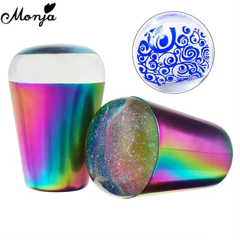 

Monja 2 Styles Colorful Handle Nail Art Jelly Silicone Stamper With Cap DIY Image Transfer Stamping Plate Manicure Tool Kit