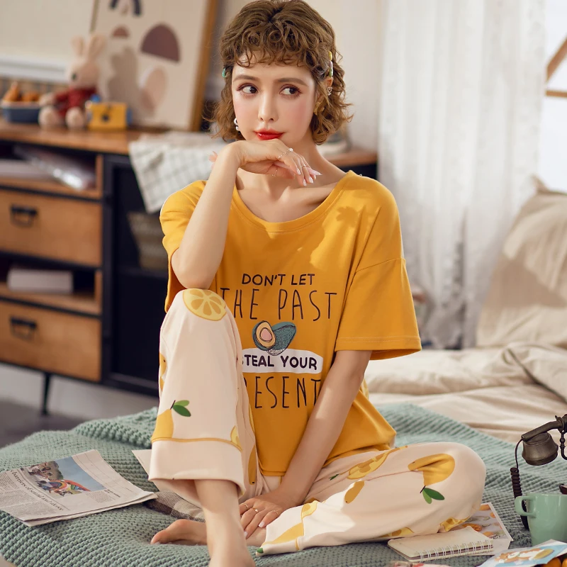 2 шт. женские пижамы с коротким рукавом и принтом | Женская одежда
