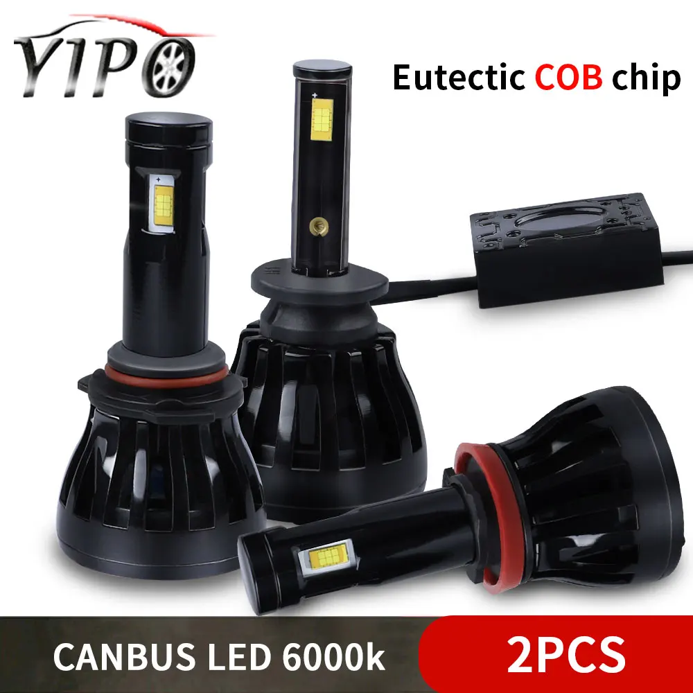 

headlight H11 led h1 h3 9005 9006 HB3 HB4 9004 9007 Canbus no free Eutectic COB led car light Hi/lo beam12V 100W 4800lm 6000k