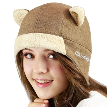 

Women's Fur Hat Beanies Winter Russian Ushanka Faux Cashmere Aviator Cap Kawaii Earflap Cat Ear Trapper Fleece Snow Ski Skullies