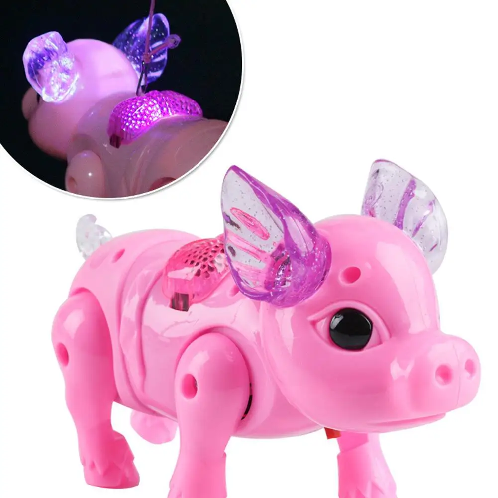 Electric Walking Singing Musical Light Pig Toy with Leash Interactive Toys For Children Kids Electronic Pets Lantern Toy