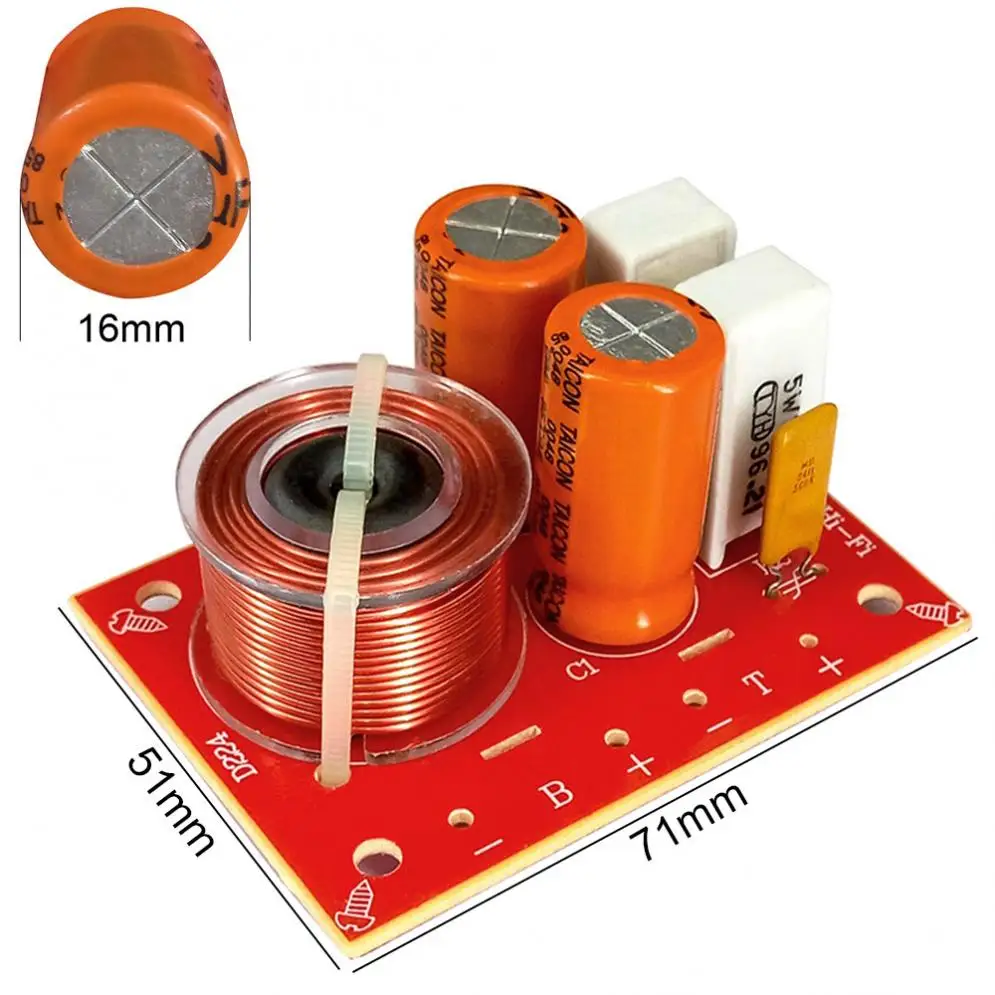 80W Speaker 2 Way Audio Frequency Divider Loudspeaker 2 Unit Crossover Filters for Speakers