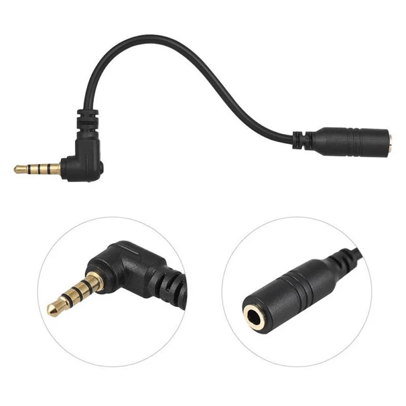 3.5mm Plug 3 Pole to 4 Pole DSLR Camera Microphone to Smart Phone Adapter Cable 13cm