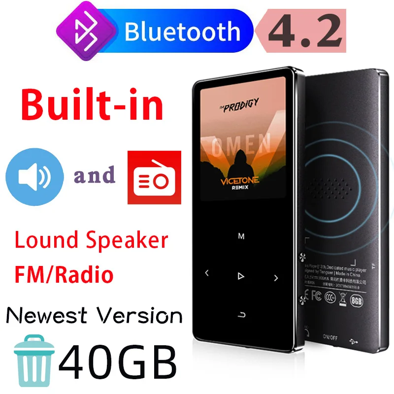 IQQ-reproductor de MP3 con pantalla táctil, 16GB, Bluetooth 4,2, Walkman portátil con Fm/Radio, cuerpo de Metal, música Hifi