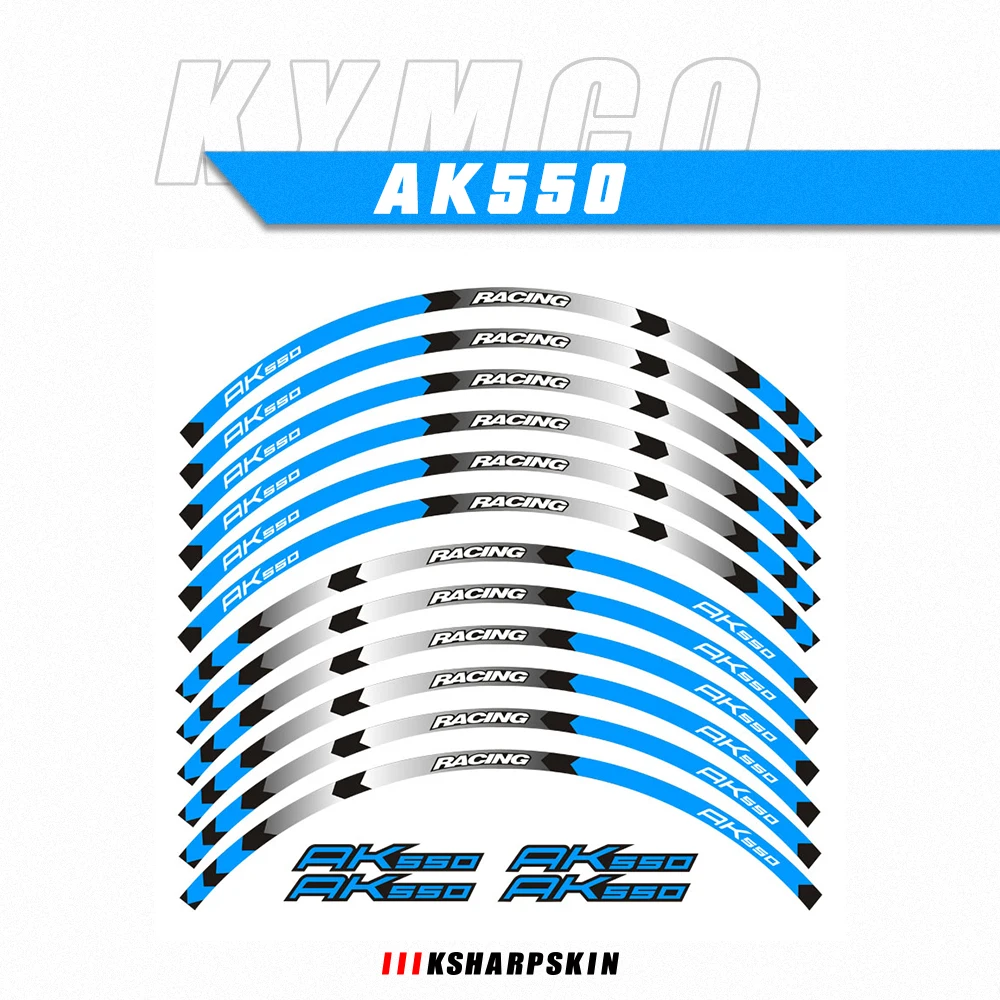 12 Strips Motorcycle Reflective decals Wheels Moto Rim Stickers ...