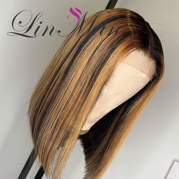 

Lace Front Ombre Honey Color With Baby Hair Bob Wigs Straight Brazilian Remy Human Hair
