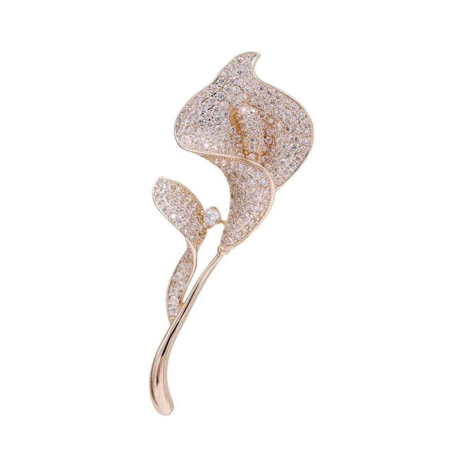 

Han ban Fashion Micro Zircon Tulip Common Calla Cardigan Buckle Brooch Sweater Suit Ornament Brooch
