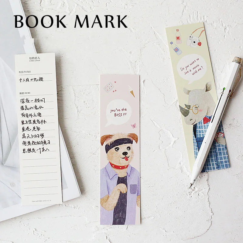 

30pcs Pet Lover bookmarks for books marker set Cute animal greeting card paper memo Stationery gift Office School supplies A6777