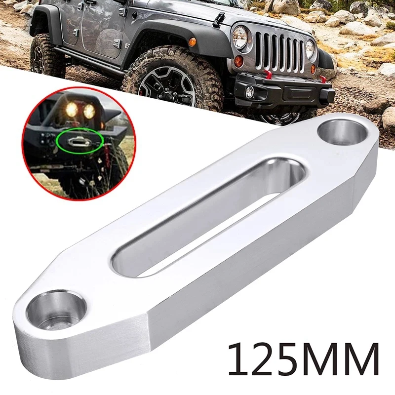 125mm 4000LBS Universal Chrome Billet Aluminum Hawse Fairlead Synthetic Mount Winch Rope 15000Lbs for SUV ATV UTV