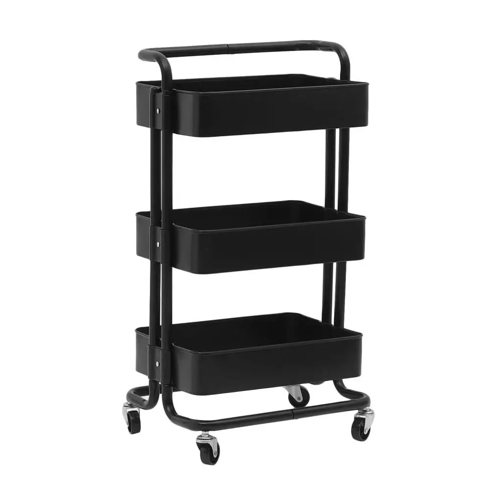  New Kitchen Trolley 3 Layers Office Cart Rolling Storage Rack Workshop Trolley With Four Wheels Por - 4000462509621