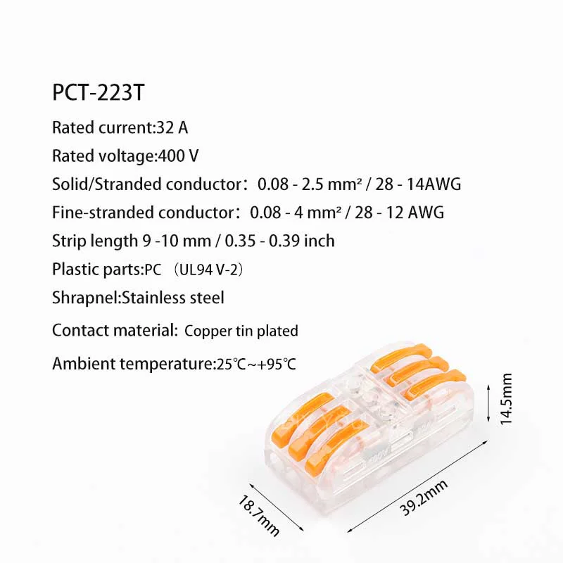Провода разъемы PCT 222 клеммный блок проводник с рычагом 0 08 2 5 мм SPL 3 Push In мини