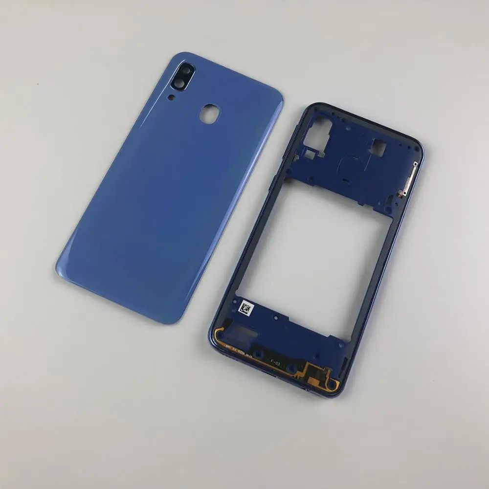 Для SAMSUNG Galaxy A40 A405 SM-A405F A405DS корпус средняя рамка+ задняя крышка батареи задняя крышка+ крышка объектива камеры+ логотип