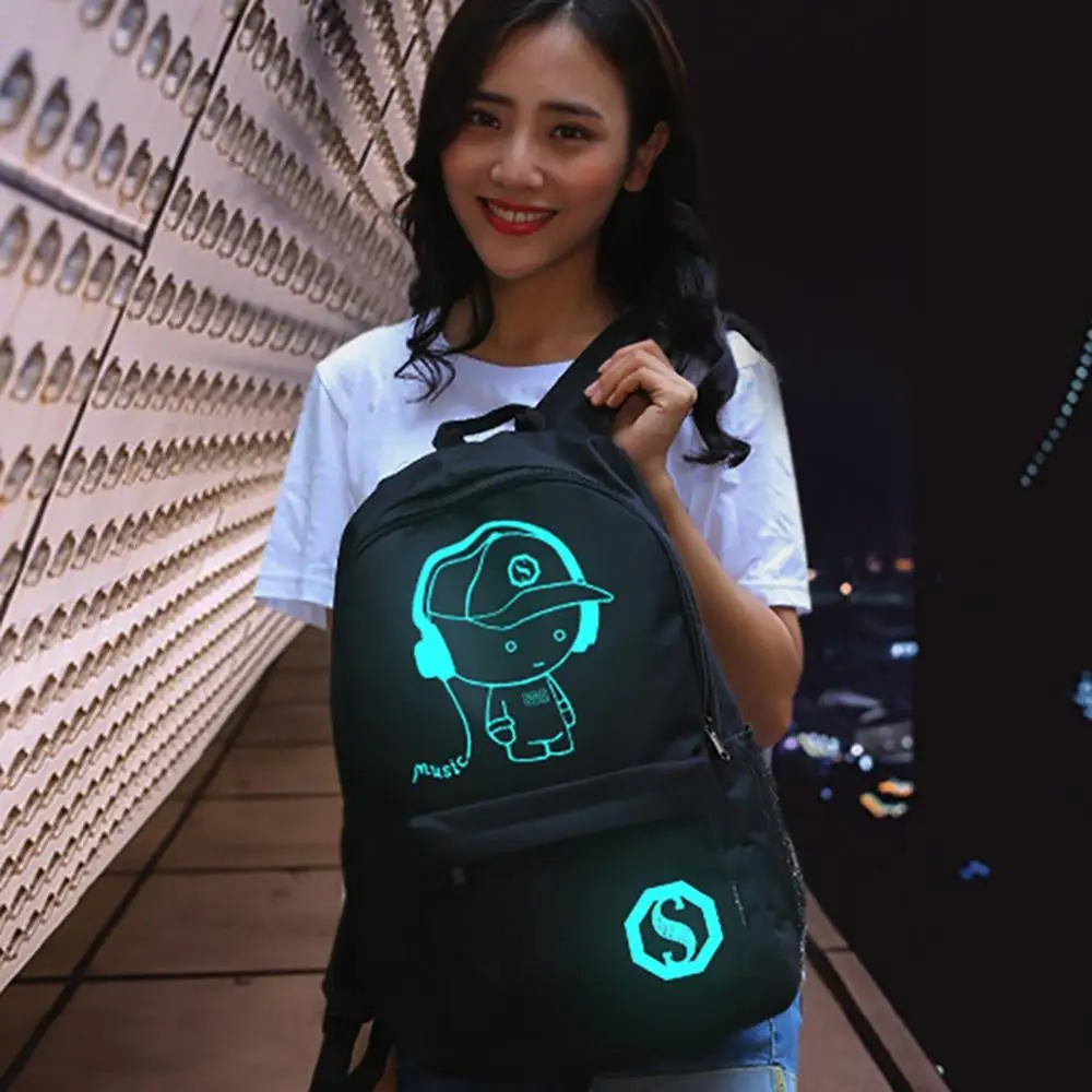 

Outdoor Luminous Sports Backpack With USB Charging Port Notebook Anti-theft Computer Bag Riding Backpack