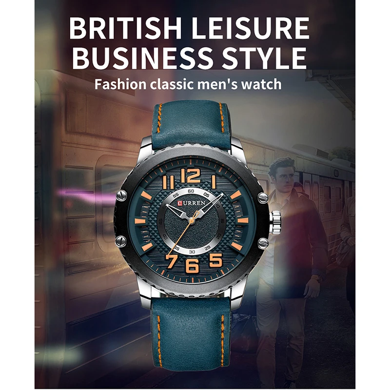 

CURREN Luxury Brand Men's Military Sports Watch Men's Quartz Clock Fashion Leather Strap Waterproof Watch Reloj Hombre 2019