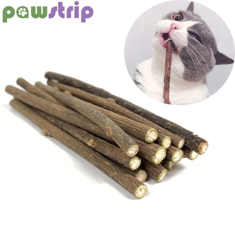 pawstrip 10pcs/lots Matatabi Pet Cat Toy Catnip Sticks Cleaning Tooth Pet Toy For Cats Actinidia Silvervine jouet chat