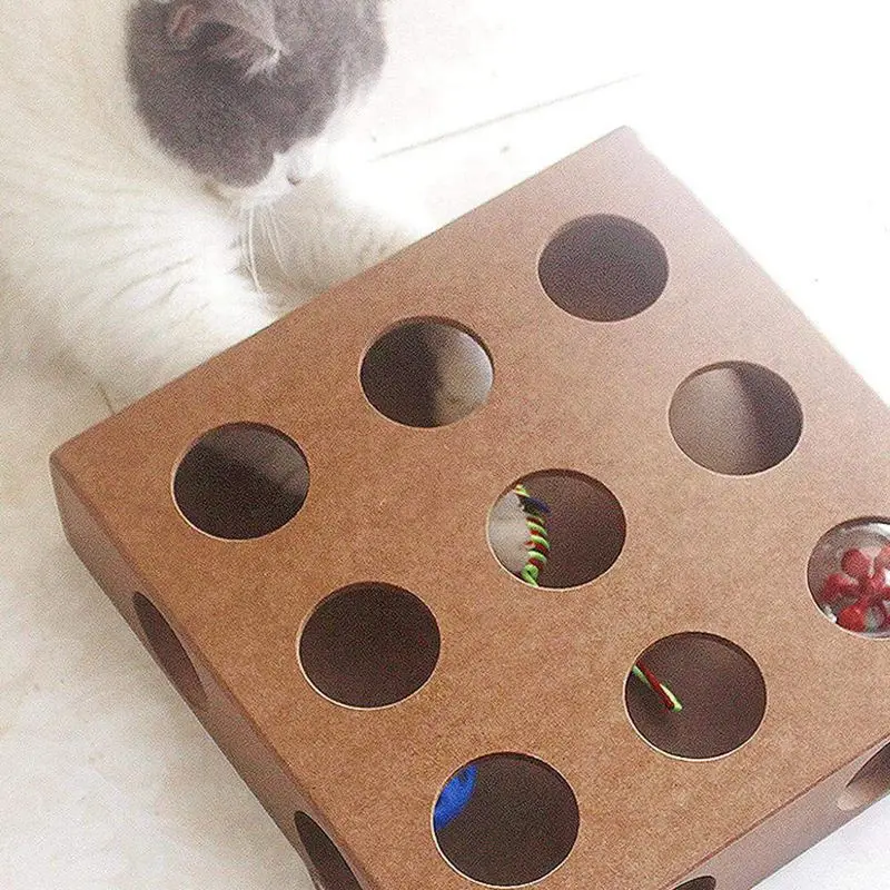 Интерактивная игрушка для кошек, коробка-головоломка, деревянная коробка для игр, игрушка для кошки-мышки и головоломка, очаровательные игрушки для кошек
