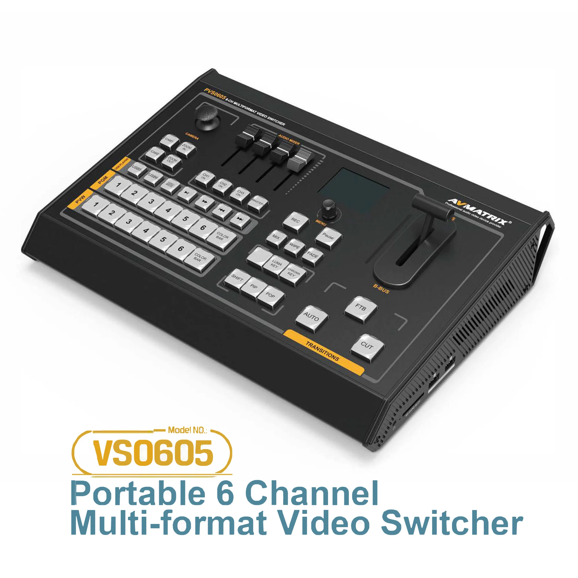 AVMATRIX VS0605 SDI HDMI Multi-format 6 Channel Inputs Video Switcher Mixer With PTZ Camera Control and Record Luma / Chroma Key