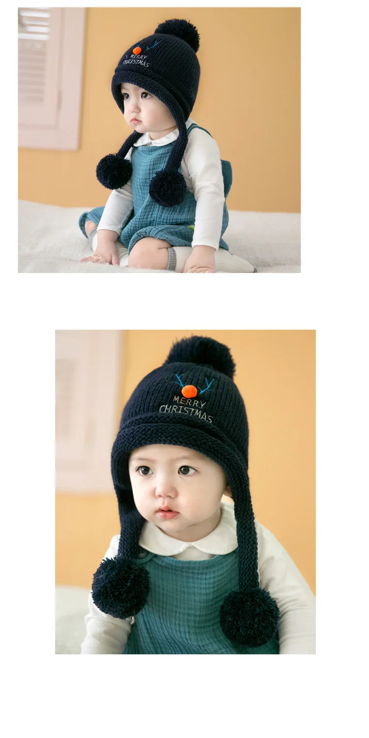 Maylisacc 5 Color Children's Autumn and Winter Hat Baby Warm Turtleneck Hat Merry Christmas Velvet Beanies for Boys and Girls
