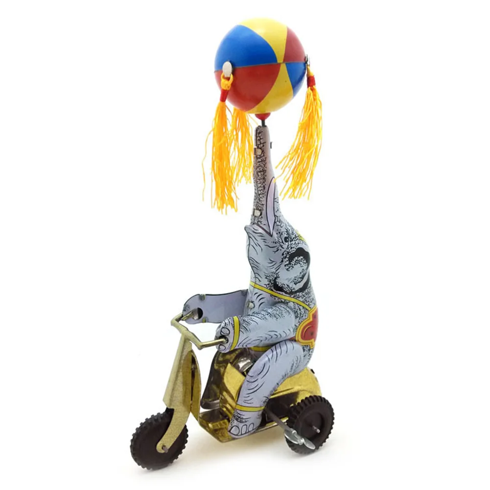 Kids toys Vintage Iron Cycling Elephant Table Ornament Kids Toy Gift Classic Wind Up Clockwork toys Classic Toys