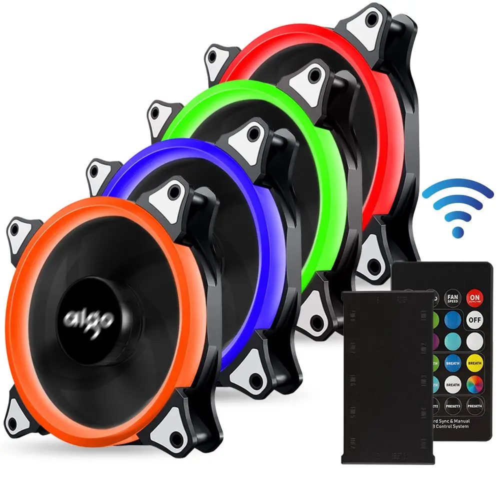 Aigo чехол для компьютера PC охлаждающий вентилятор 120 мм RGB светильник регулируемый светодиодный тихий вентилятор+ ИК пульт дистанционного управления для компьютера кулер для процессора охлаждающий RGB чехол для вентилятора - Цвет лезвия: 4 fan and controller